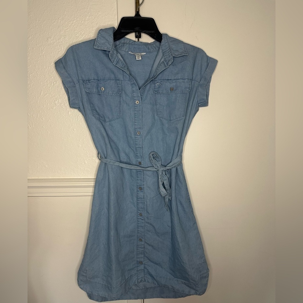 Calvin Klein Jeans Blue Polo Collar Mini Dress kids size XL or 16